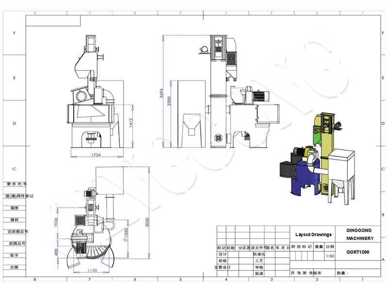 Diagrama de instalación de la máquina giratoria